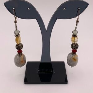 Jasper citrine crystal and sterling findings earrings